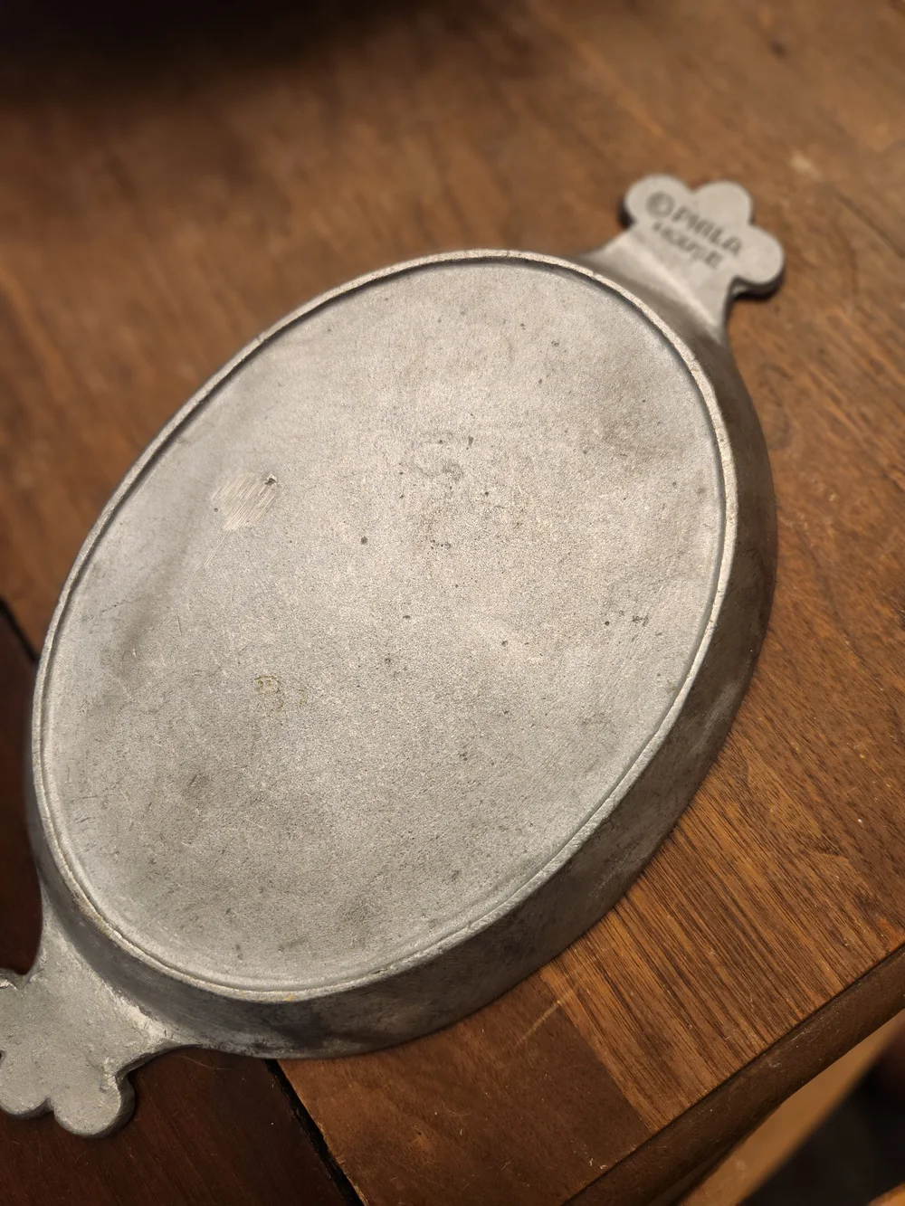 Silver-Tone Oval Decorative Serving Tray with Fishing Scene